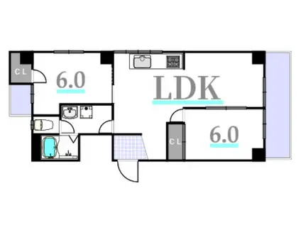 たかのばしハイツ(3LDK/4階)の間取り写真