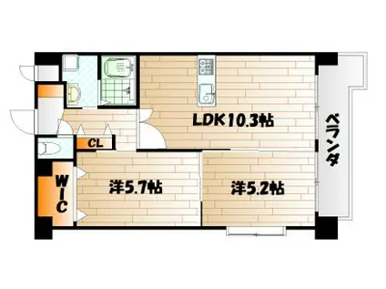 アクシオ片野(2LDK/12階)の間取り写真