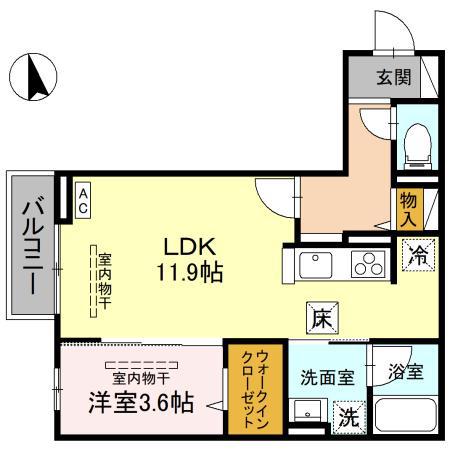 D-TOJO(1LDK/1階)の間取り写真