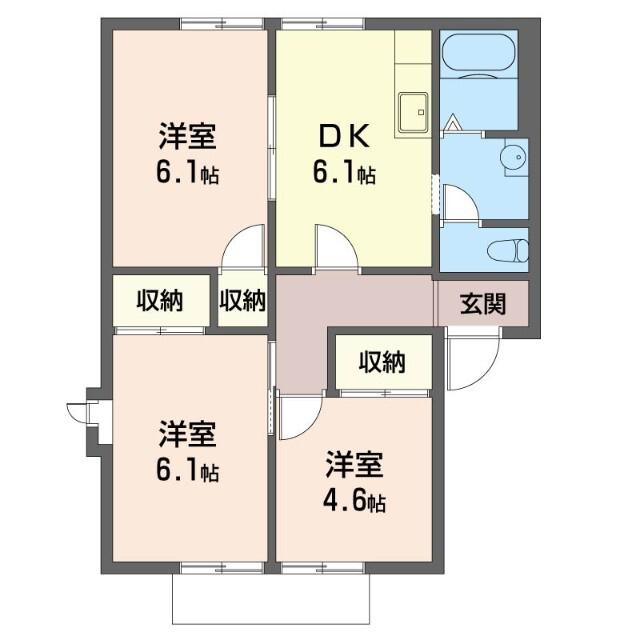 コスモグレース A(3DK/1階)の間取り写真