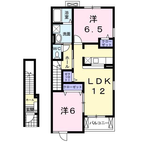 サクシードヒル(2LDK/2階)の間取り写真