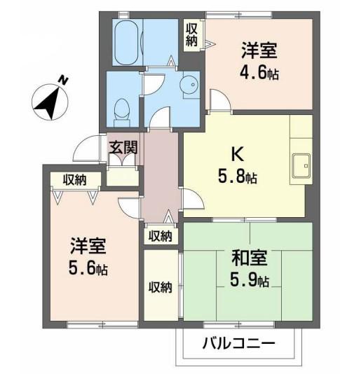 グリーンハイツ タキ(3K/2階)の間取り写真