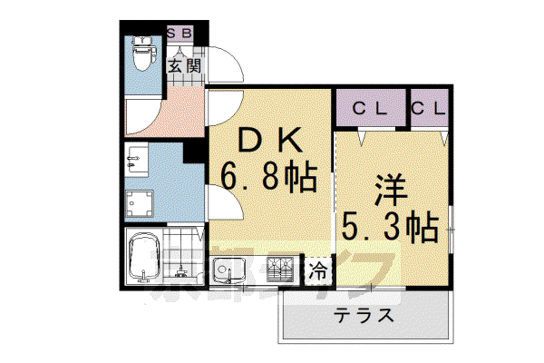 ブリランタ壬生II(1DK/1階)の間取り写真