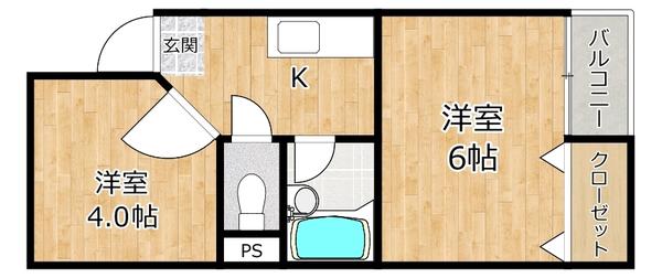 ビクトワール塚本(2K/5階)の間取り写真
