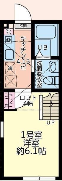 メゾンマグノリア(1K/2階)の間取り写真
