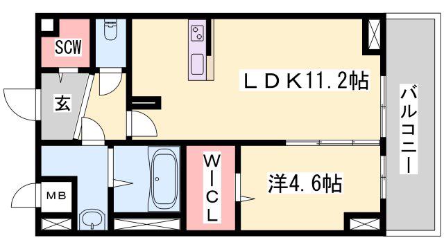 さくら三左衛門堀(1LDK/1階)の間取り写真