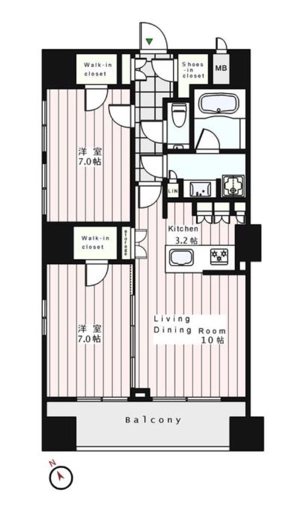 アピス新宿(2LDK/7階)の間取り写真