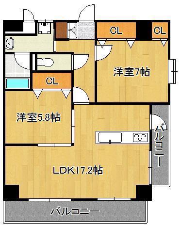 ガーデンパレスやひろII(2LDK/6階)の間取り写真