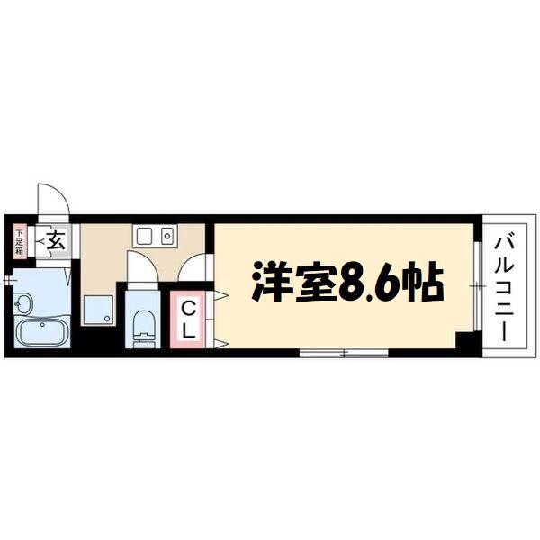 XーOVER21覚王山(1K/3階)の間取り写真