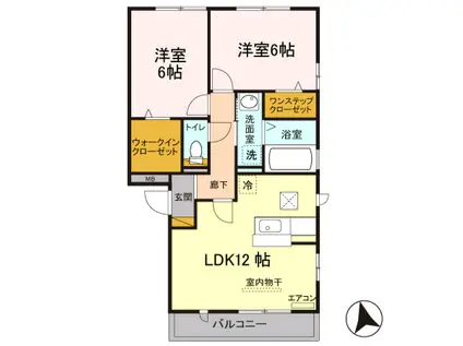 ラクールB(2LDK/1階)の間取り写真
