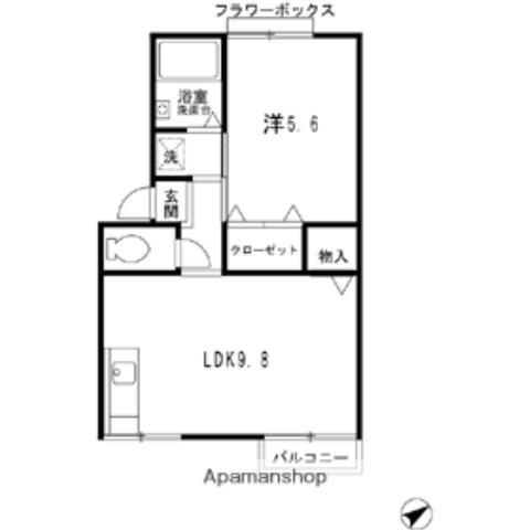 プレジール榎原(1LDK/2階)の間取り写真