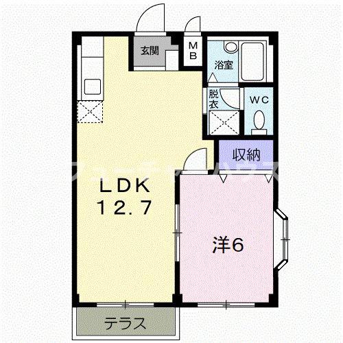 エルディム桜本A(1LDK/1階)の間取り写真