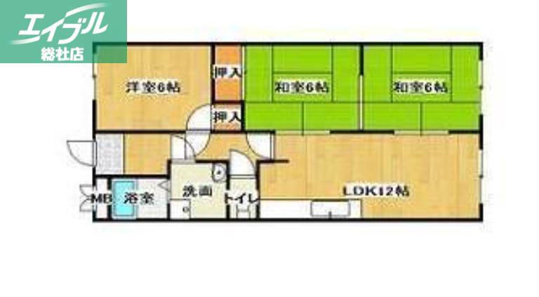 永信マンション(3LDK/2階)の間取り写真