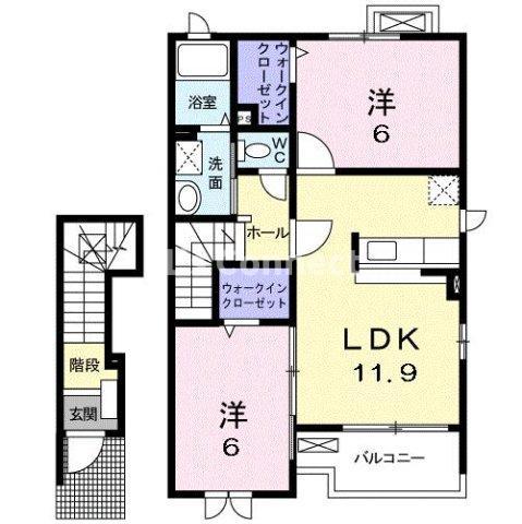 ヴァーサKS II(2LDK/2階)の間取り写真