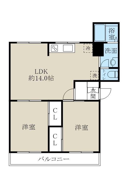 シティパレス新潟(2LDK/2階)の間取り写真