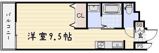 アクシオ小倉(ワンルーム/9階)の間取り写真