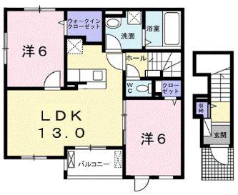 サニーかずらわら(2LDK/2階)の間取り写真