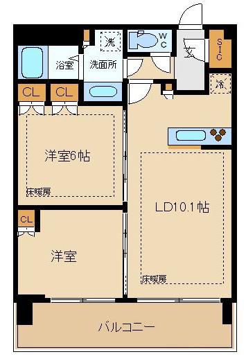 シティタワー新宿(2LDK/32階)の間取り写真
