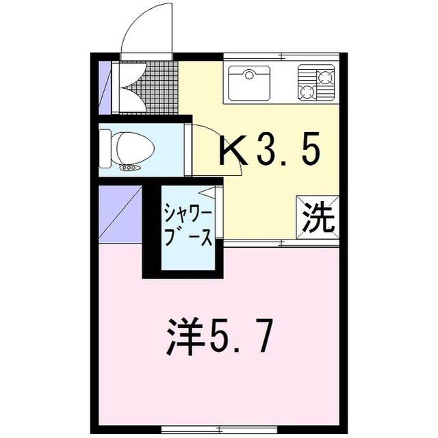 ハニービル(1K/2階)の間取り写真