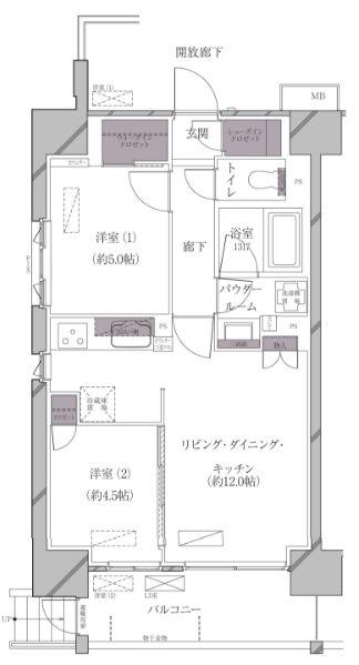 A-STANDARD芝浦 A-STANDARD芝浦(2LDK/11階)の間取り写真