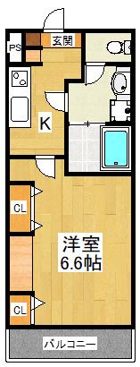 AVENIR-S 西船橋(1K/2階)の間取り写真