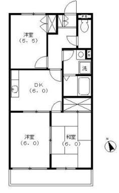 TRIPLET(2LDK/1階)の間取り写真