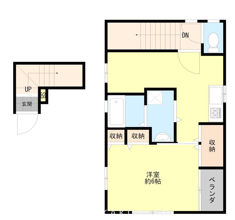 繋BLDG(1DK/3階)の間取り写真