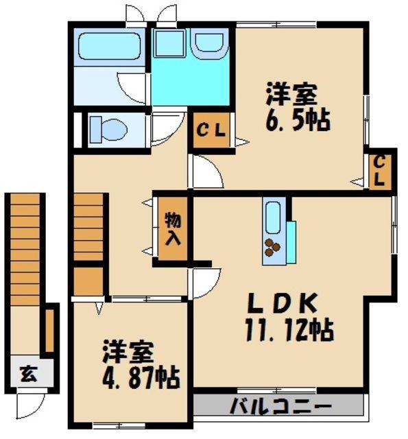 ウエストポイント(2LDK/2階)の間取り写真