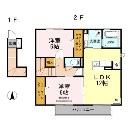 ル・マノア(2LDK/2階)の間取り写真