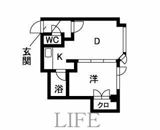 ニュープログレスビル(1DK/4階)の間取り写真