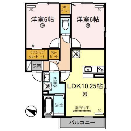 ガーデンハウスEW イースト(2LDK/2階)の間取り写真