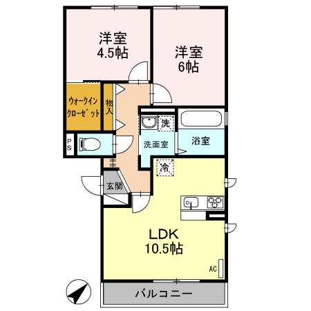 ソシア T(2LDK/2階)の間取り写真