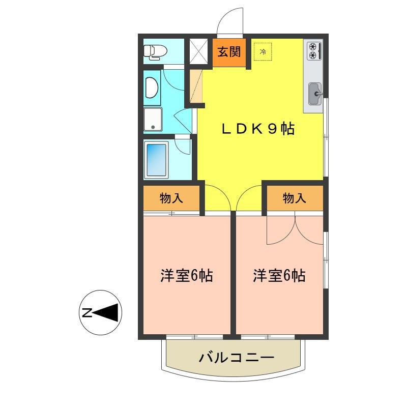 プラスエステートマンション(2LDK/3階)の間取り写真