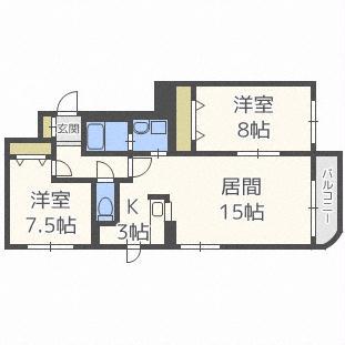 プランドール(2LDK/3階)の間取り写真