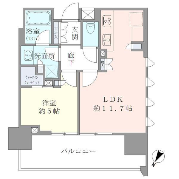 BRILLIA品川CANAL SIDE(1LDK/5階)の間取り写真