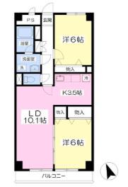 レユニオン成島(2LDK/5階)の間取り写真