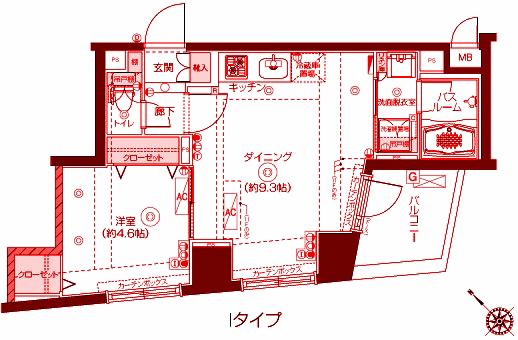 フェニックス新横濱クアトロ(1LDK/3階)の間取り写真