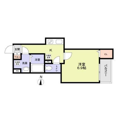 MIRAGE 武庫川(1K/2階)の間取り写真