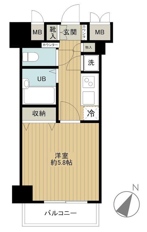 フェニックス初台(1K/2階)の間取り写真