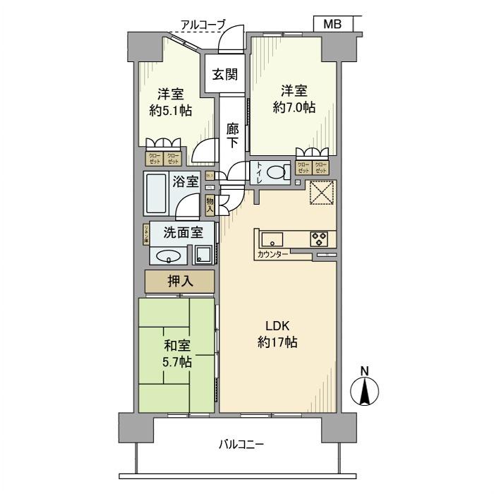 ジェイグラン・エル堺(3LDK/4階)の間取り写真