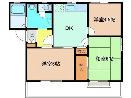 ヴェルドミール B(3DK/1階)の間取り写真