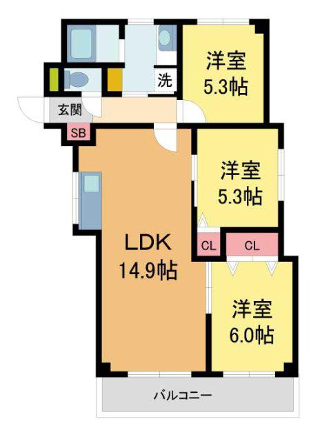 クレストヒル芦屋(2LDK/4階)の間取り写真