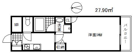 パレス東洋神戸5号館(1K/4階)の間取り写真