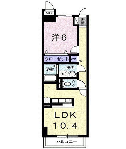 エスペランサ(1LDK/4階)の間取り写真