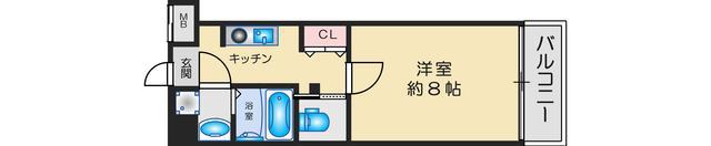 RITZ SQUARE蘭狭館(1K/2階)の間取り写真