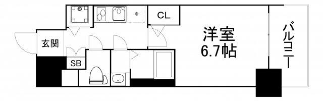 エスリード松屋町サウス(1K/5階)の間取り写真