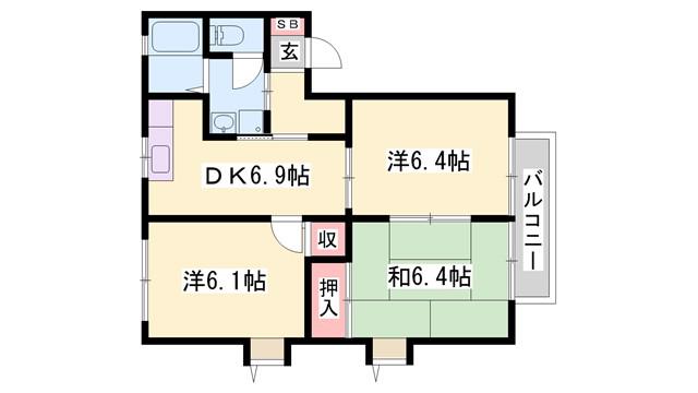ハローヴィレッジA(3DK/2階)の間取り写真