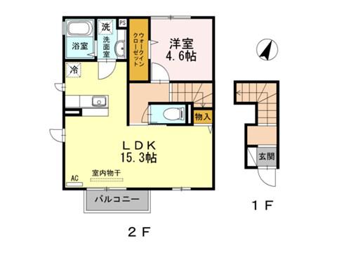 ボナール クレスト(1LDK/2階)の間取り写真