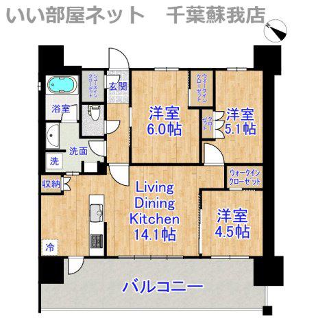 センチュリー千葉みなと(3LDK/7階)の間取り写真