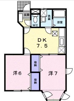 第3表ハイツA棟(2DK/1階)の間取り写真